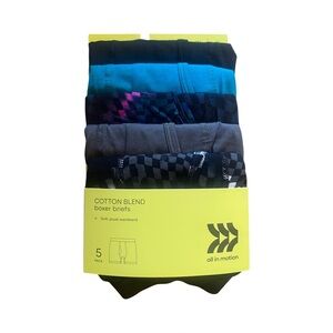 NWT Youth Boys All in Motion Cotton Blend Boxer Briefs - Yellow Packaging